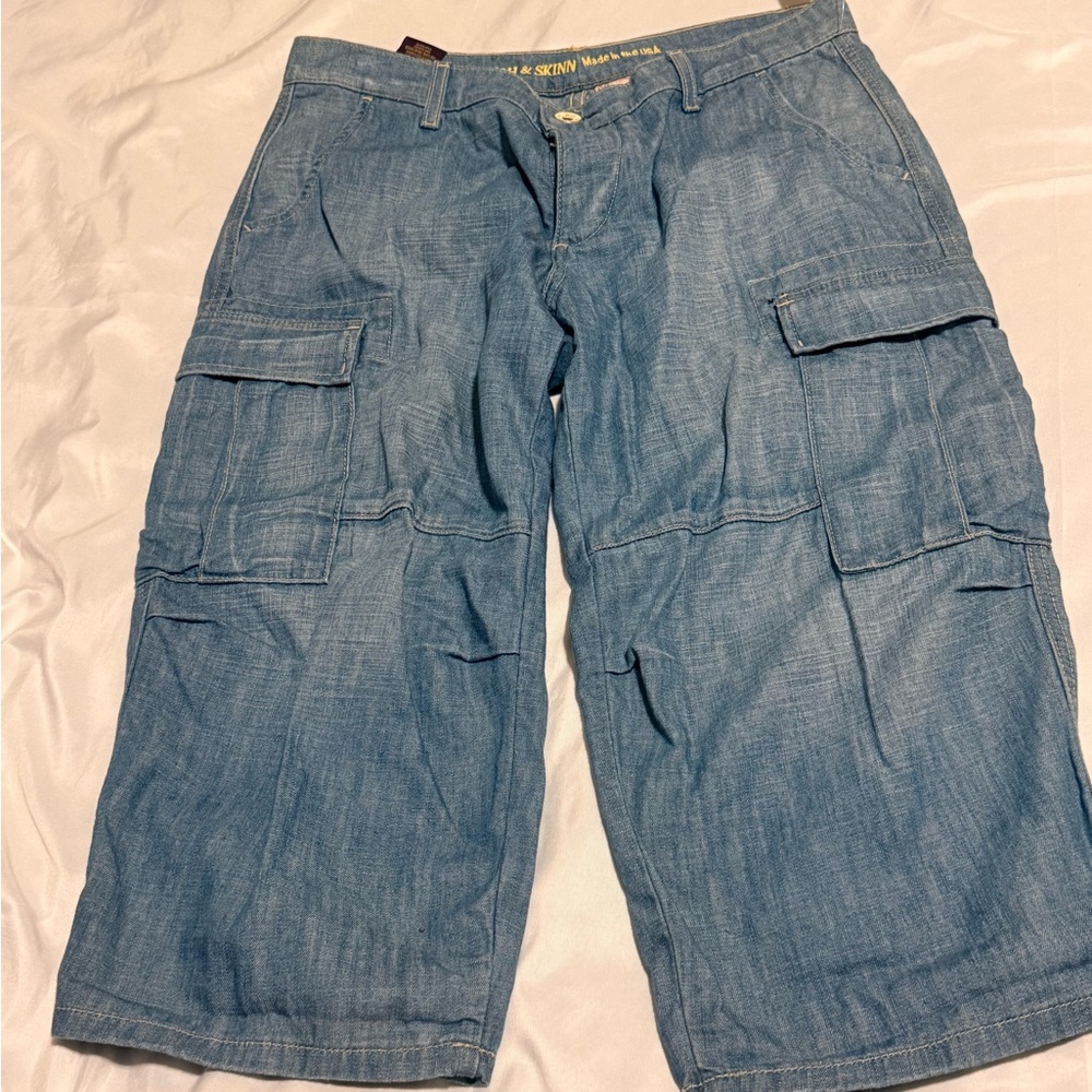 Rich & Skinny Denim Blue Cargo Shorts womens size 29